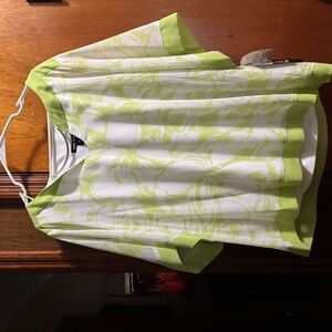 Green and White Floral Blouse